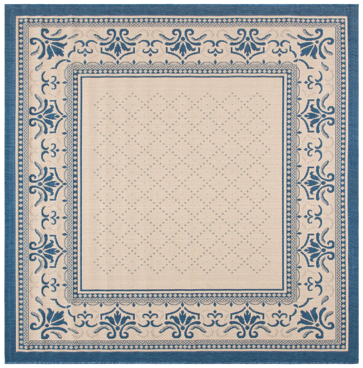 Safavieh Courtyard 6'-7" x 6'-7" Rug in Natural / Blue