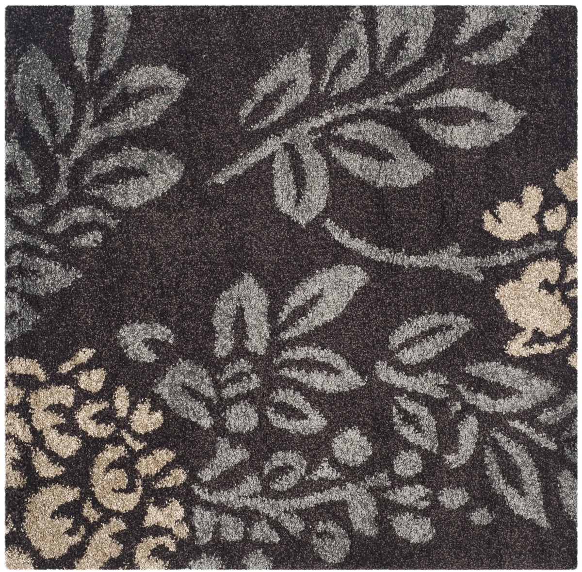 Safavieh Florida Shag 4'-0" x 4'-0" Rug in Dark Brown / Grey