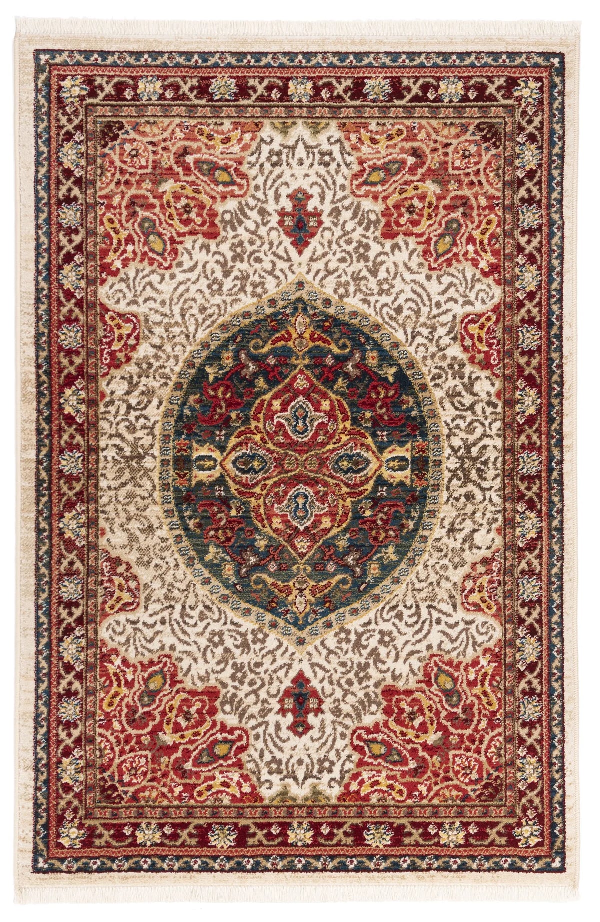 Safavieh Kashan 3'-3" x 4'-10" Rug in Ivory / Red