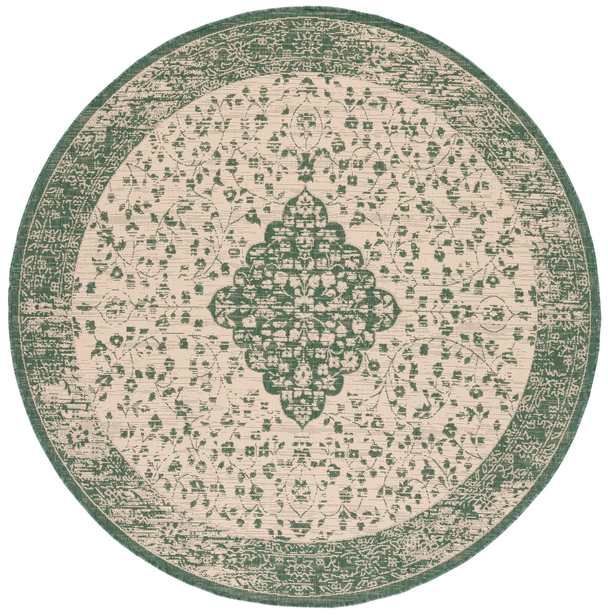 Safavieh Courtyard 6'-7" x 6'-7" Rug in Beige / Dark Green