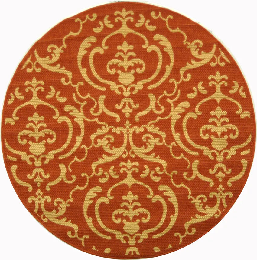 Safavieh Courtyard 5'-3" x 5'-3" Rug in Terracotta / Natural