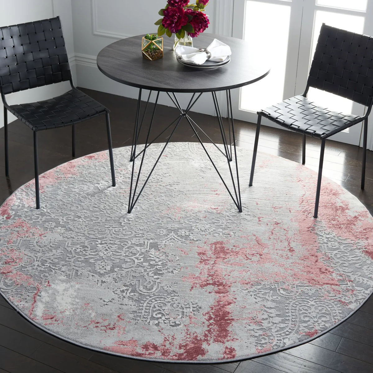 Safavieh Meadow 500 10'-0" x 10'-0" Rug in Light Grey / Pink
