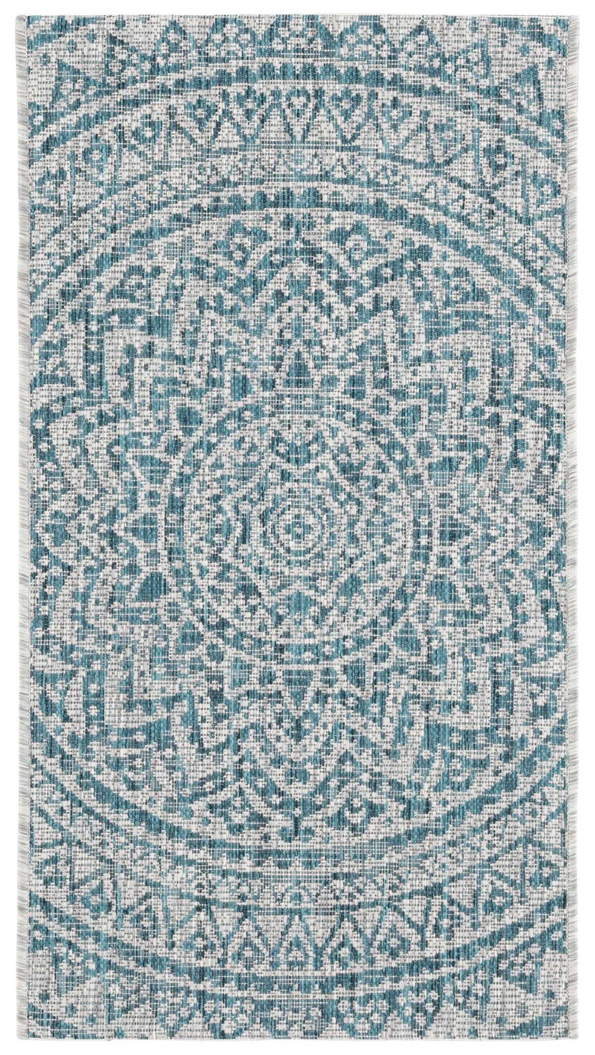 Safavieh Courtyard 2'-0" x 3'-7" Rug in Light Grey / Teal