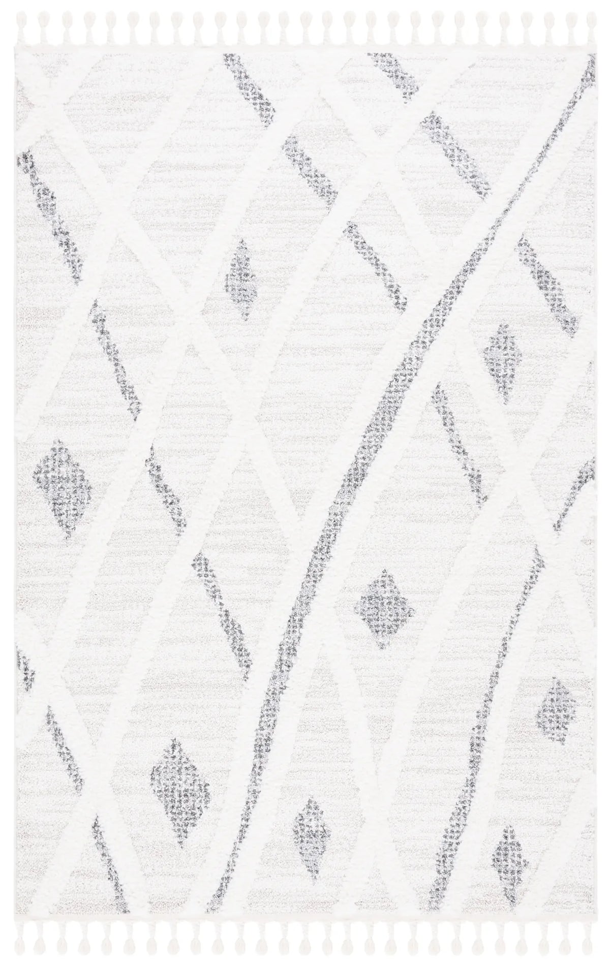 Safavieh Moroccan Tassel Shag 4'-0" x 6'-0" Rug in Beige / Grey