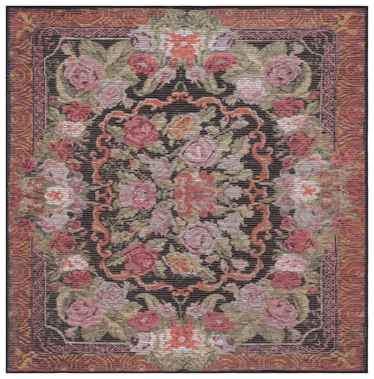 Safavieh Besarabian 6'-7" x 6'-7" Rug in Black / Sage Rust