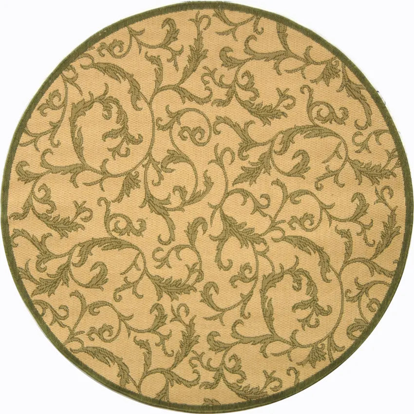 Safavieh Courtyard 5'-3" x 5'-3" Rug in Natural / Olive