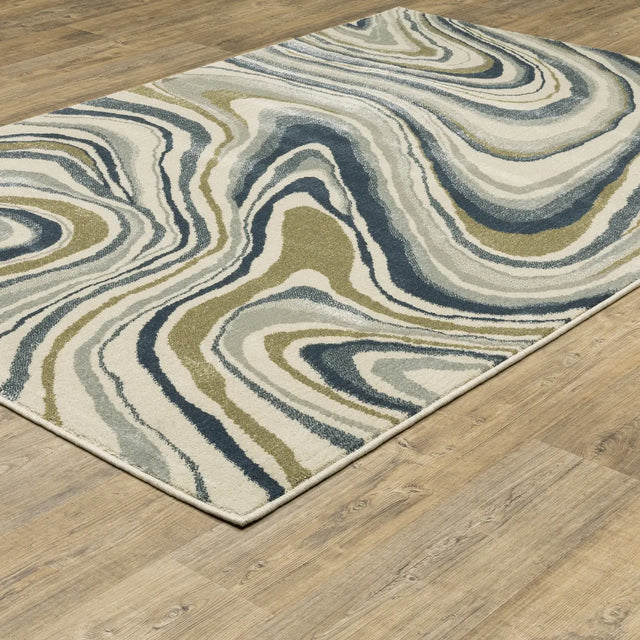 Oriental Weavers Sphinx Branson Br07A Ivory/ Blue Rugs - angle detail