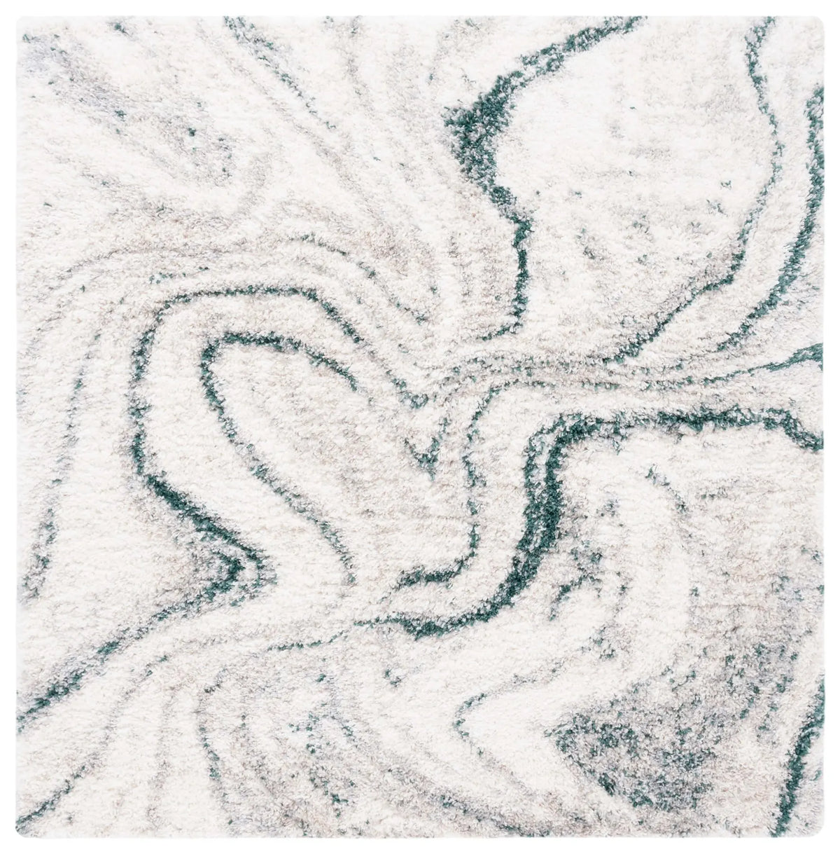 Safavieh Fontana Shag 800 6'-7" x 6'-7" Rug in Ivory / Green