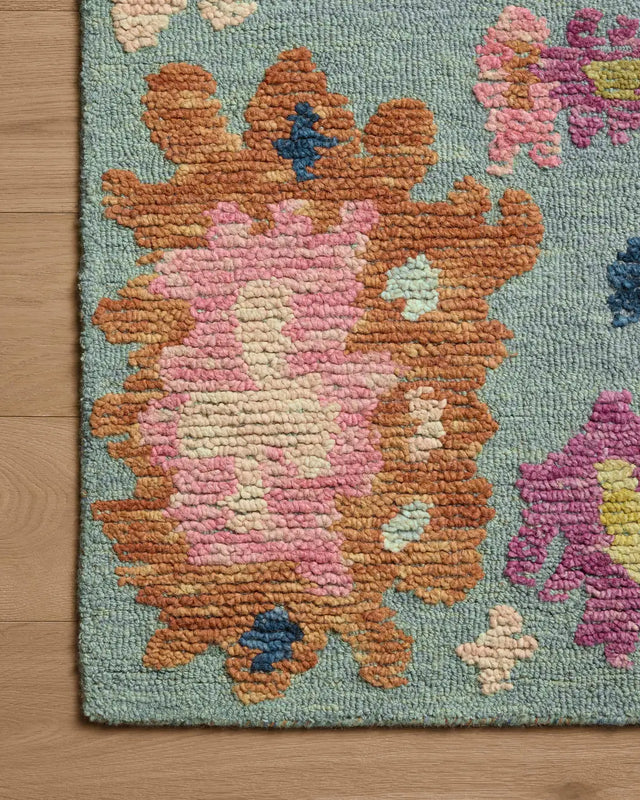 Loloi Tilly TIL-01 Spa / Multi Rug - corner on wood