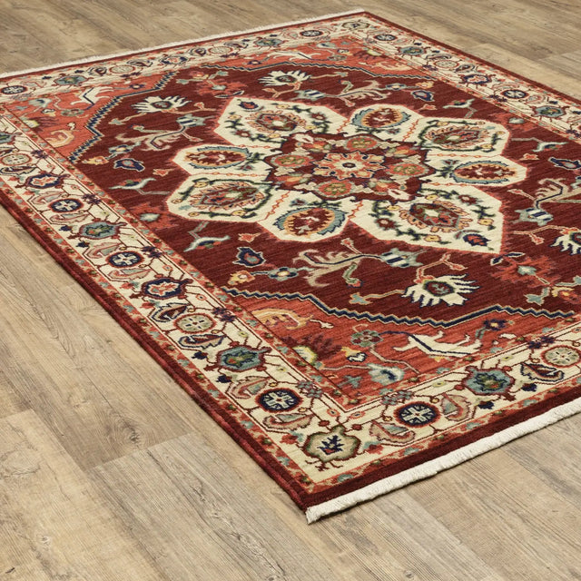 Oriental Weavers Lilihan 5502C Red/ Ivory Rug - angle detail
