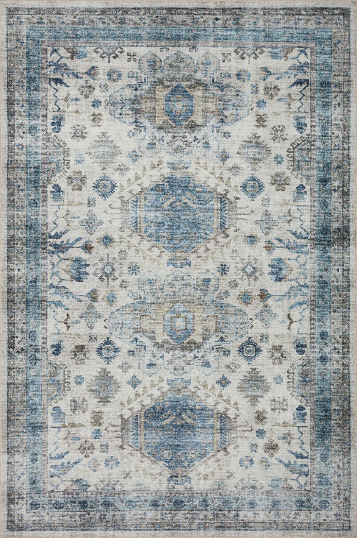 Loloi Heidi Hei-04 Ivory/Ocean Rugs - main flat