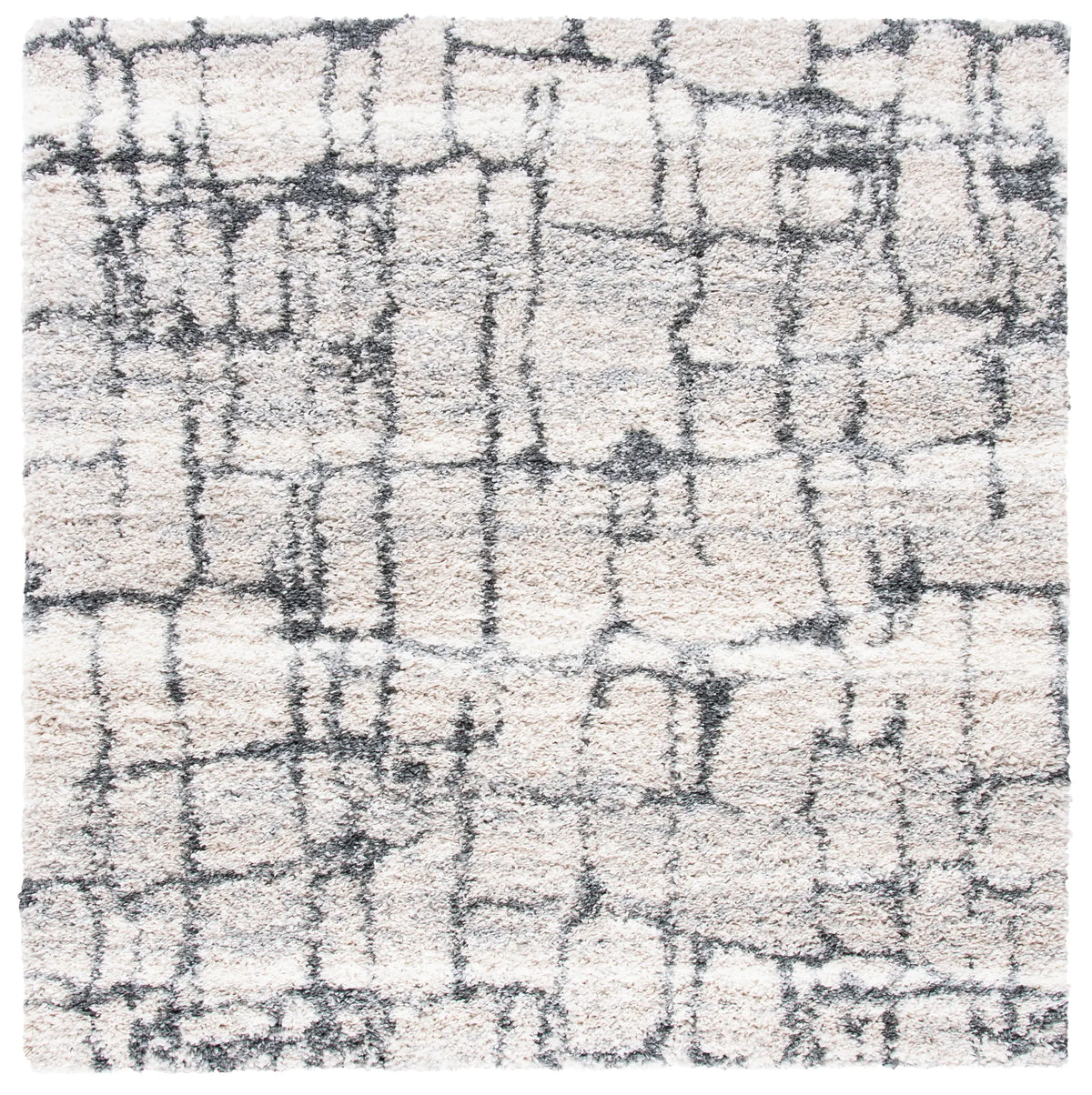Safavieh Fontana Shag 800 6'-7" x 6'-7" Rug in Ivory / Grey