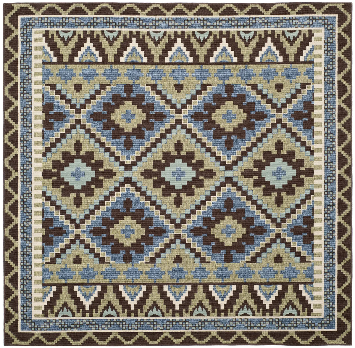 Safavieh Veranda 6'-7" x 6'-7" Rug in Green / Chocolate