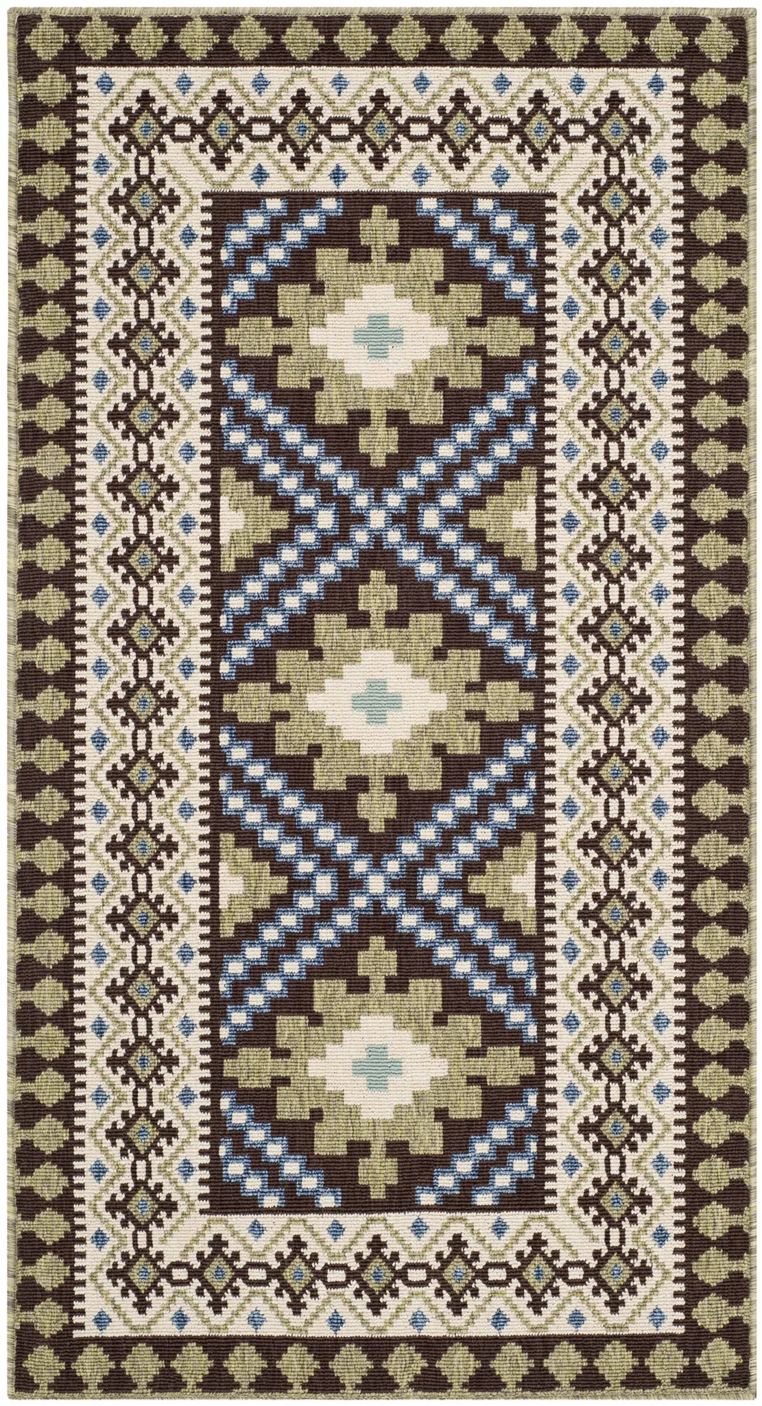 Safavieh Veranda 2'-7" x 5'-0" Rug in Chocolate / Green