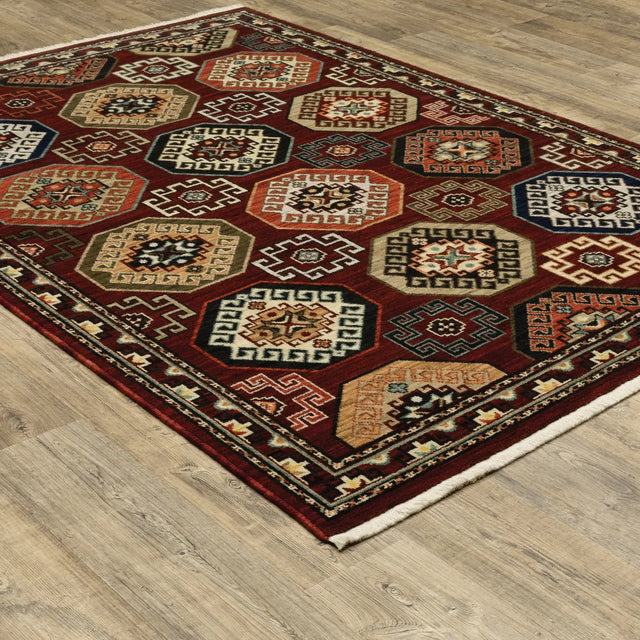 Oriental Weavers Sphinx Lilihan 091R6 Red/ Multi Rugs - angle detail