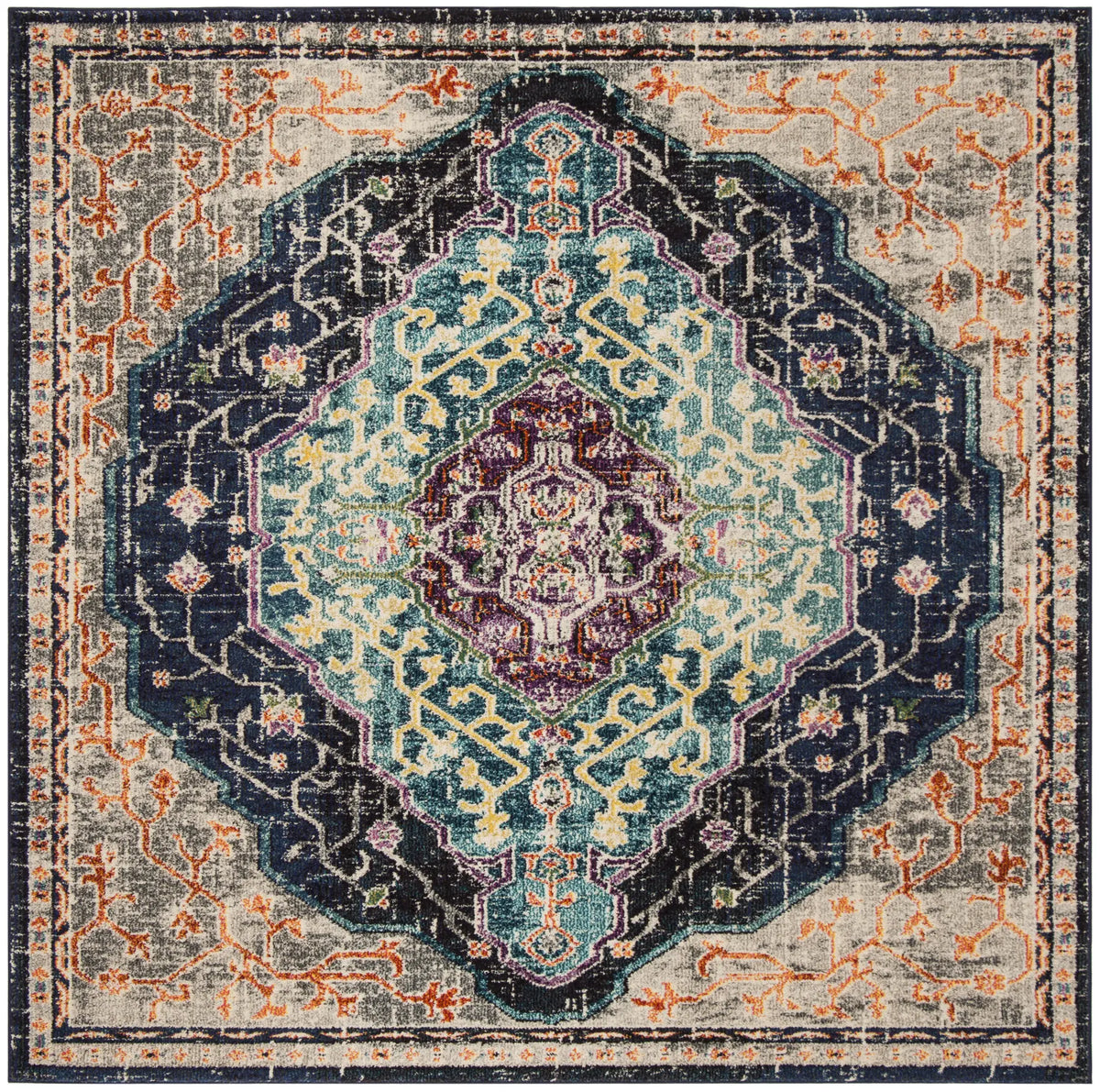Safavieh Monaco 6'-7" x 6'-7" Rug in Black / Blue