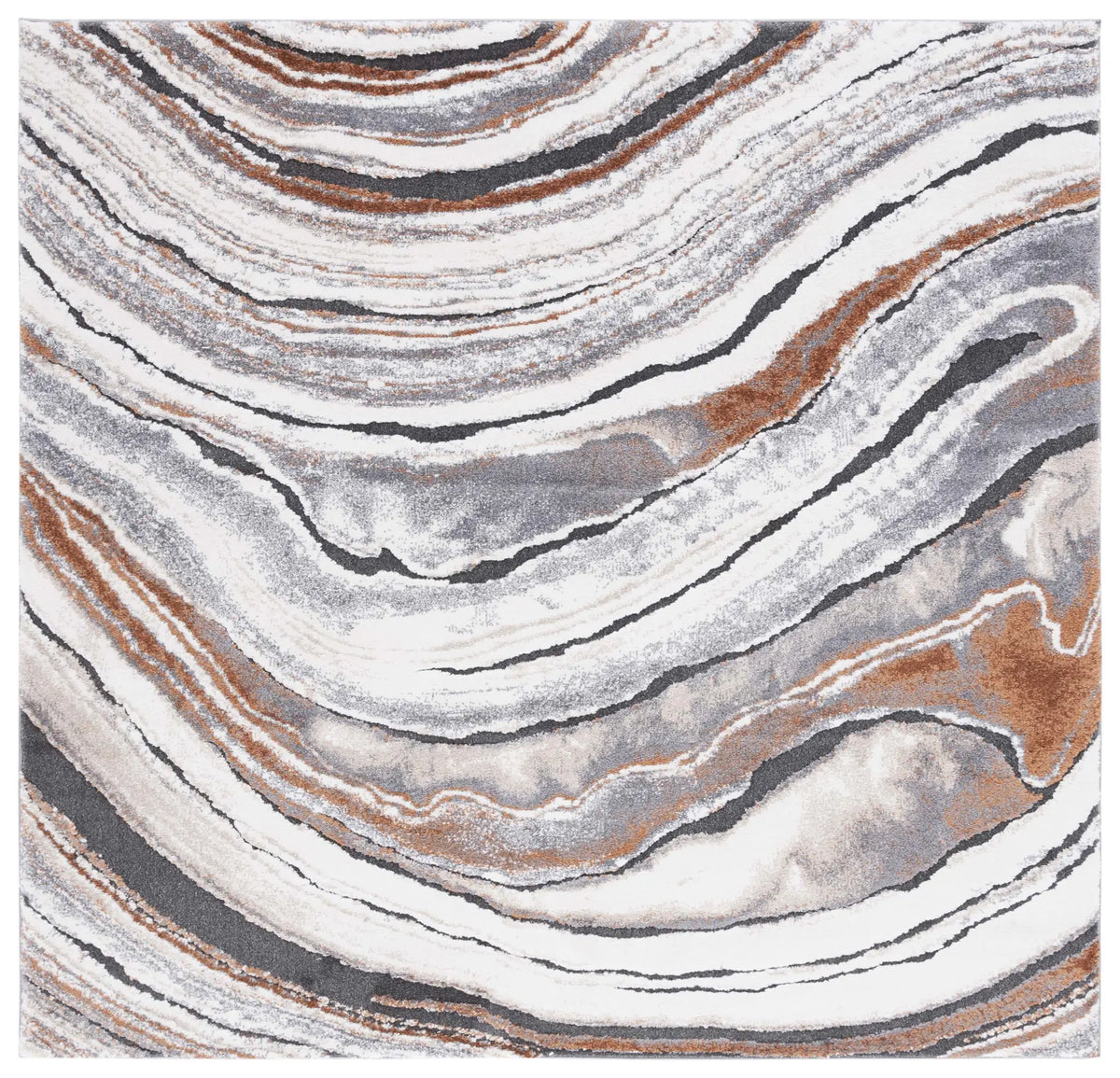 Safavieh Cyrus Shag 6'-7" x 6'-7" Rug in Grey / Rust