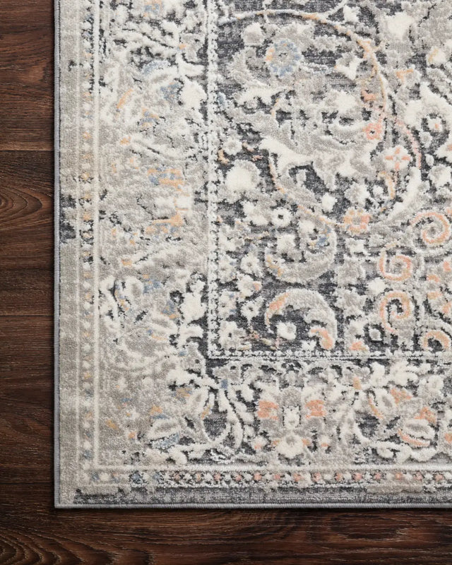 Loloi Lucia Luc-04 Grey / Mist Rugs - corner on wood