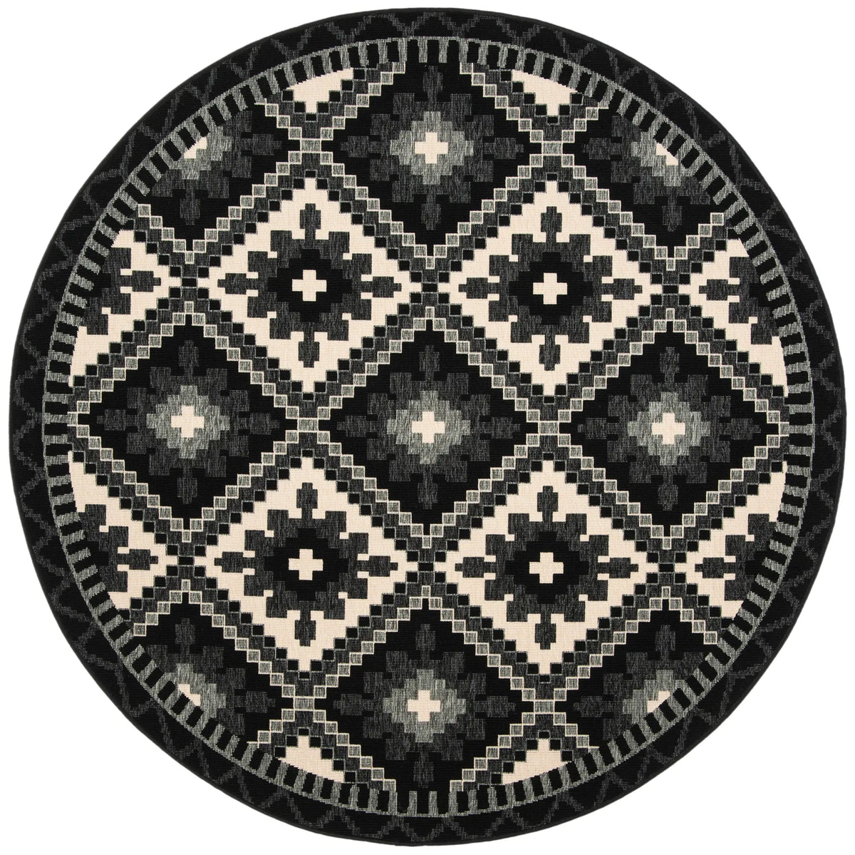 Safavieh Veranda 5'-3" x 5'-3" Rug in Black / Beige