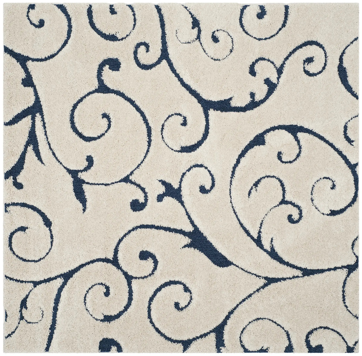 Safavieh Florida Shag 6'-7" x 6'-7" Rug in Cream / Blue