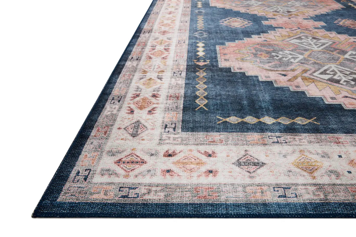 Loloi Heidi Hei-03 Denim/Blush Rugs - rug corner
