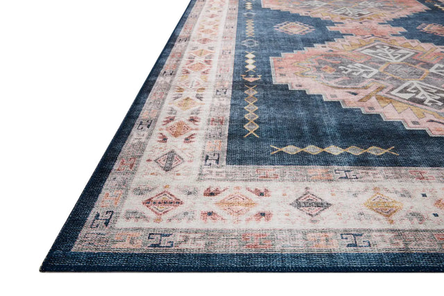 Loloi Heidi Hei-03 Denim/Blush Rugs - rug corner