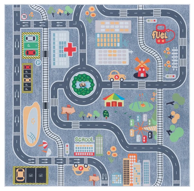 Safavieh Tacoma Kids 100 5'-0" x 5'-0" Rug in Grey / Dark Grey