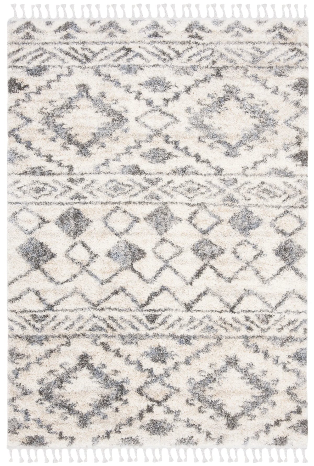 Safavieh Berber Fringe Shag 4'-0" x 6'-0" Rug in Cream / Navy