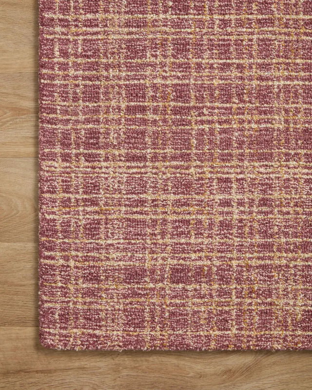 Chris Loves Julia x Loloi Polly POL-03 Berry / Natural Rug - corner on wood