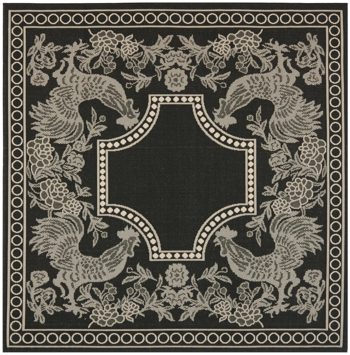 Safavieh Courtyard 6'-7" x 6'-7" Rug in Black / Sand