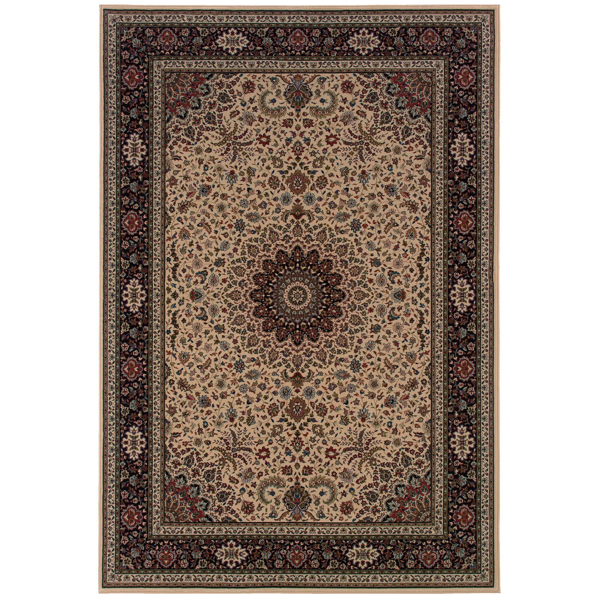 Oriental Weavers Sphinx Ariana 095i8 Ivory / Black Rugs - main flat