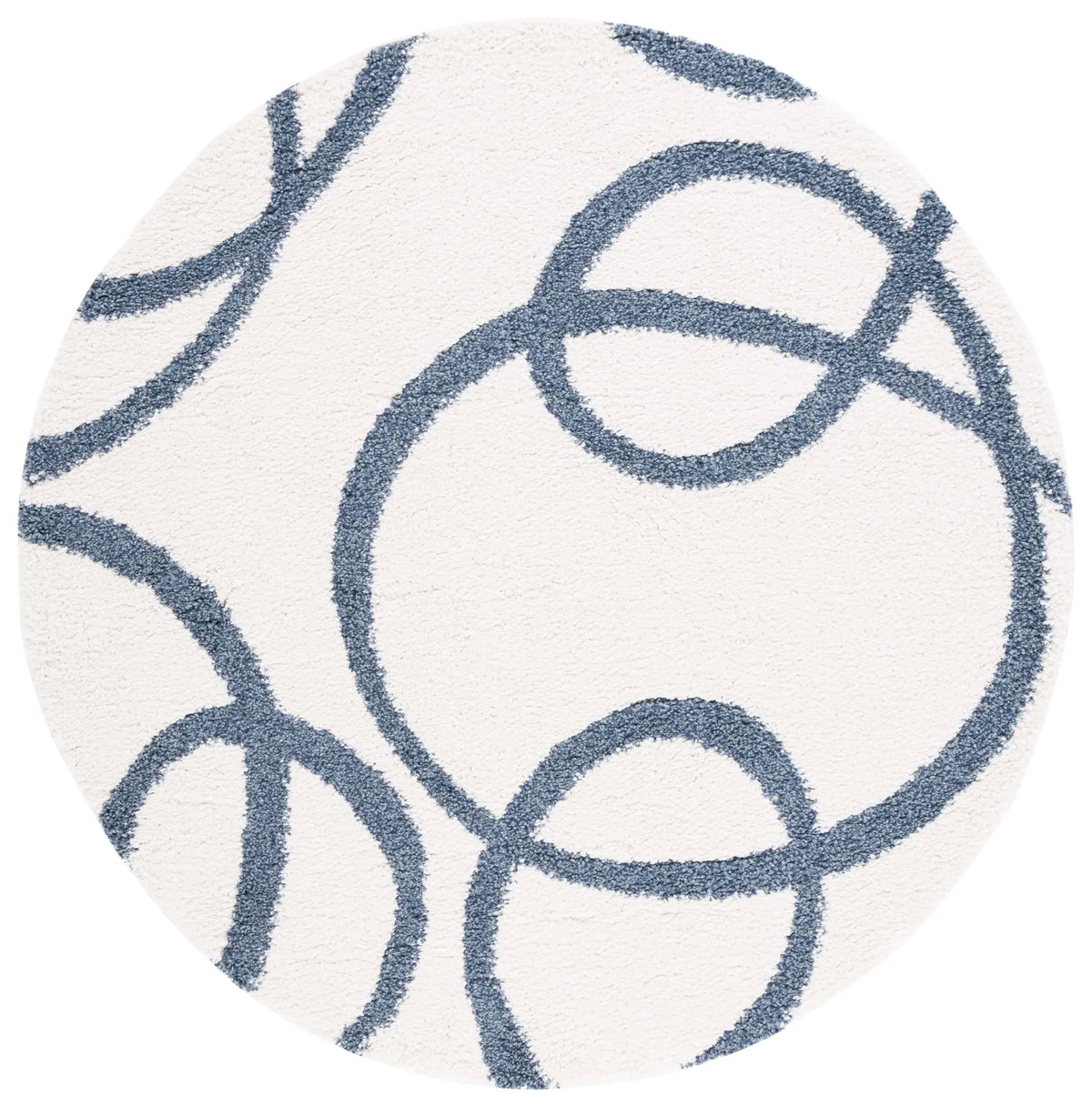 Safavieh Calico Shag 6'-7" x 6'-7" Rug in Ivory / Blue