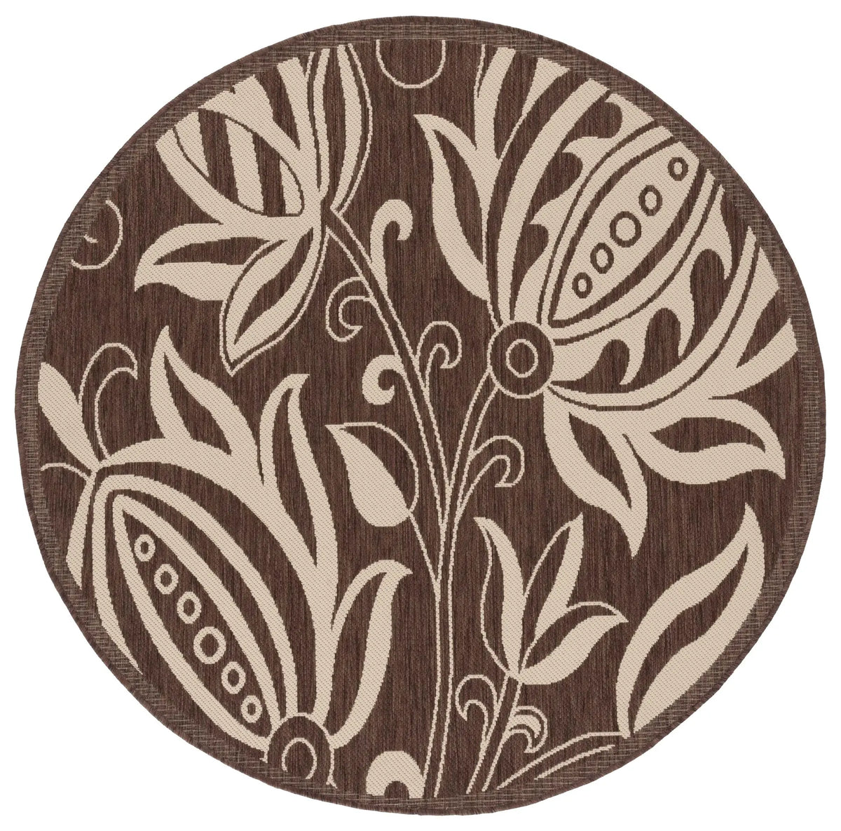 Safavieh Courtyard 5'-3" x 5'-3" Rug in Chocolate / Natural
