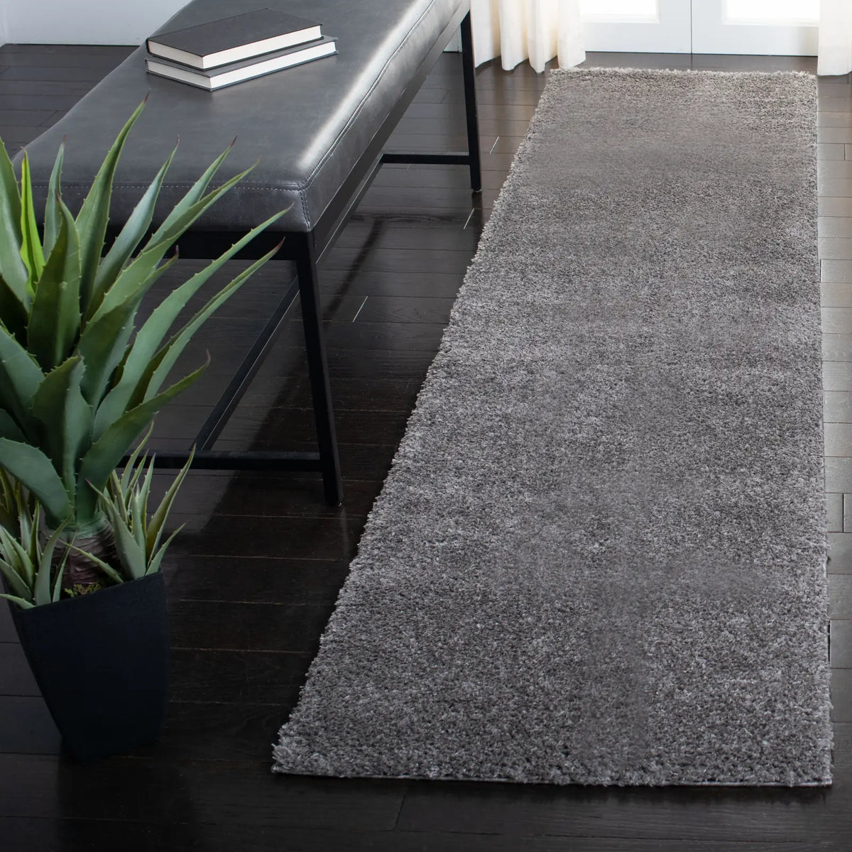 Safavieh Decora Shaggy 2'-0" x 8'-0" Rug in Dark Grey