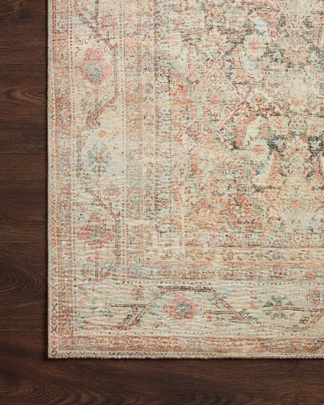 Loloi Adrian Adr-01 Natural/Apricot Rug - corner on wood