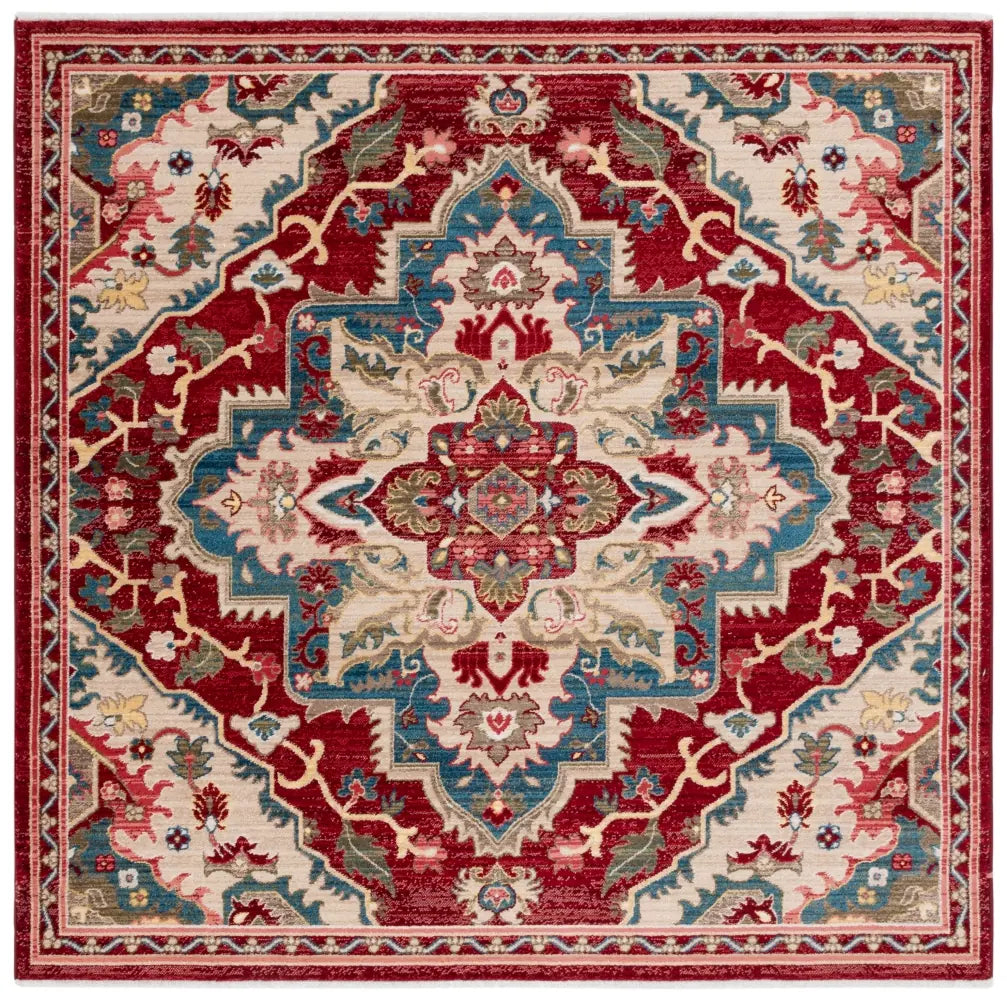 Safavieh Kashan 6'-7" x 6'-7" Rug in Red / Beige