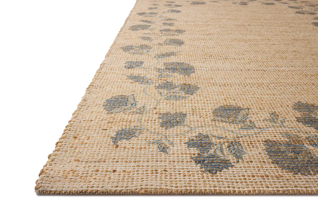 Chris Loves Julia x Loloi Rue RUE-05 Natural / Denim Rug - rug corner