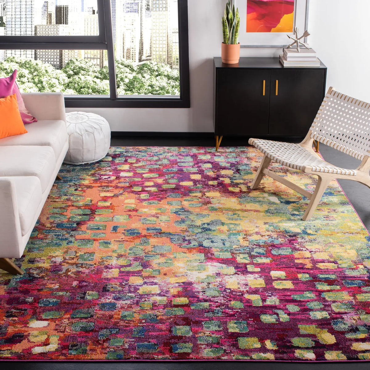 Safavieh Madison 10'-0" x 14'-0" Rug in Fuchsia / Gold