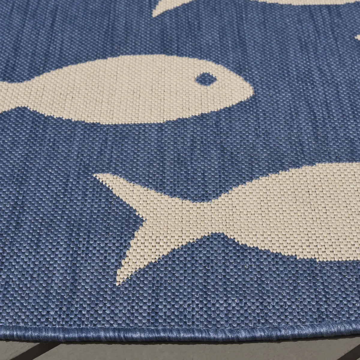 Safavieh Courtyard 5'-3" x 5'-3" Rug in Blue / Beige