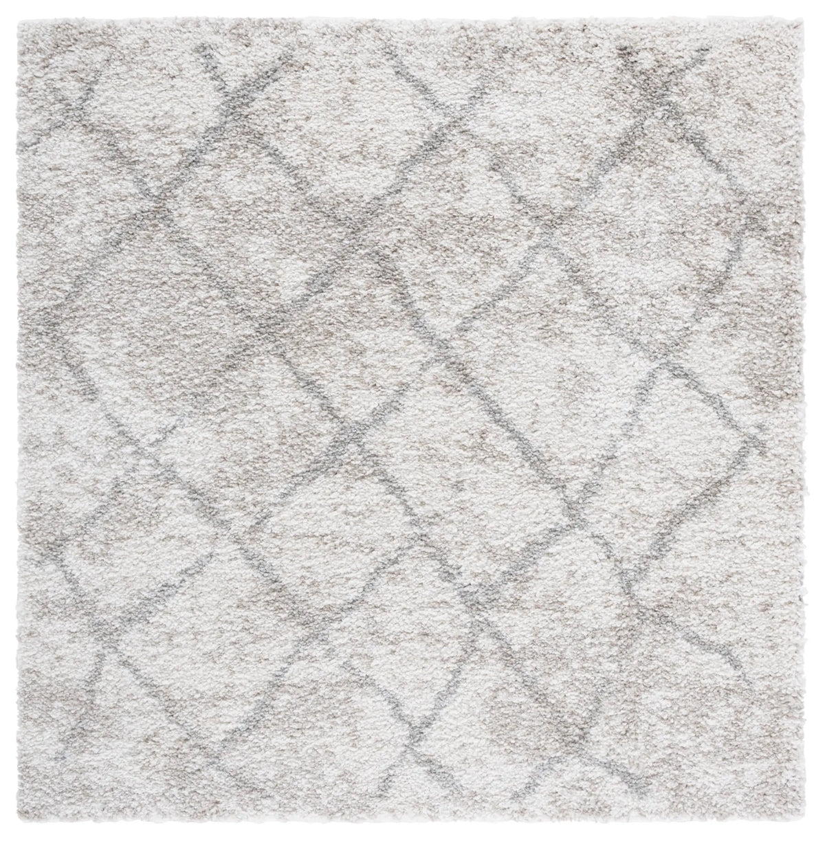 Safavieh Berber Shag 5'-1" x 5'-1" Rug in Cream / Light Grey