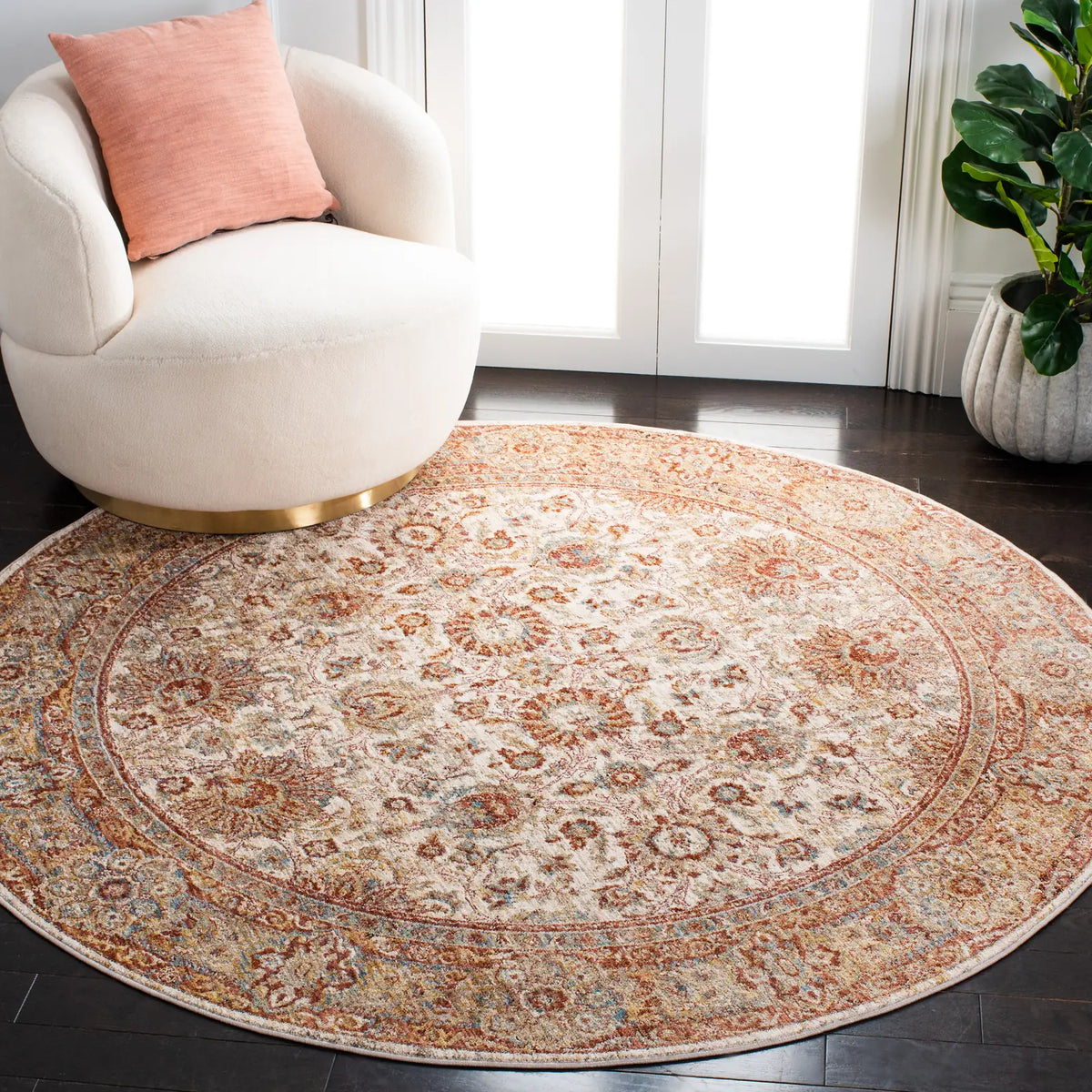 Safavieh Valencia 6'-4" x 6'-4" Rug in Ivory / Rust