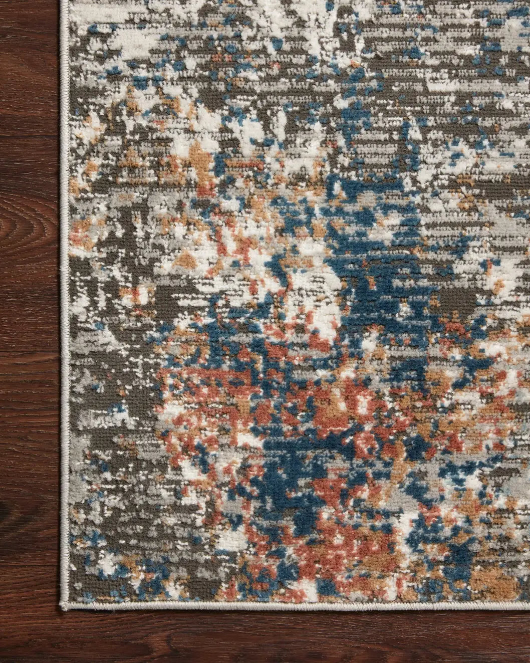 Loloi Bianca Bia-06 Granite/Multi Rugs - corner on wood