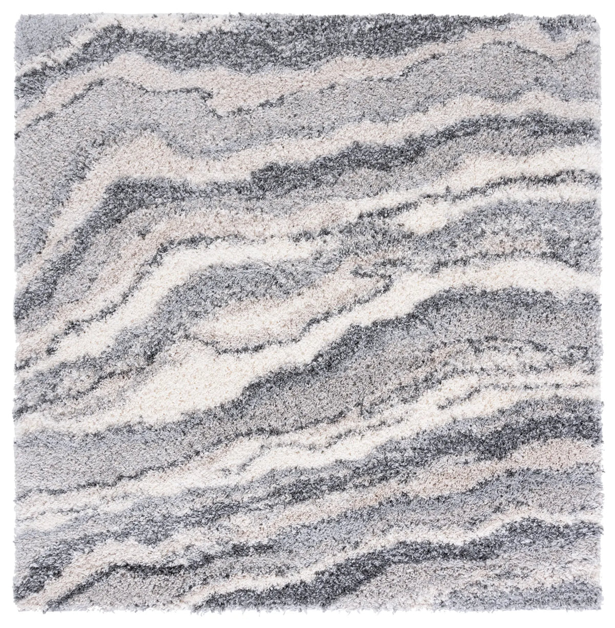 Safavieh Fontana Shag 800 6'-7" x 6'-7" Rug in Grey / Ivory