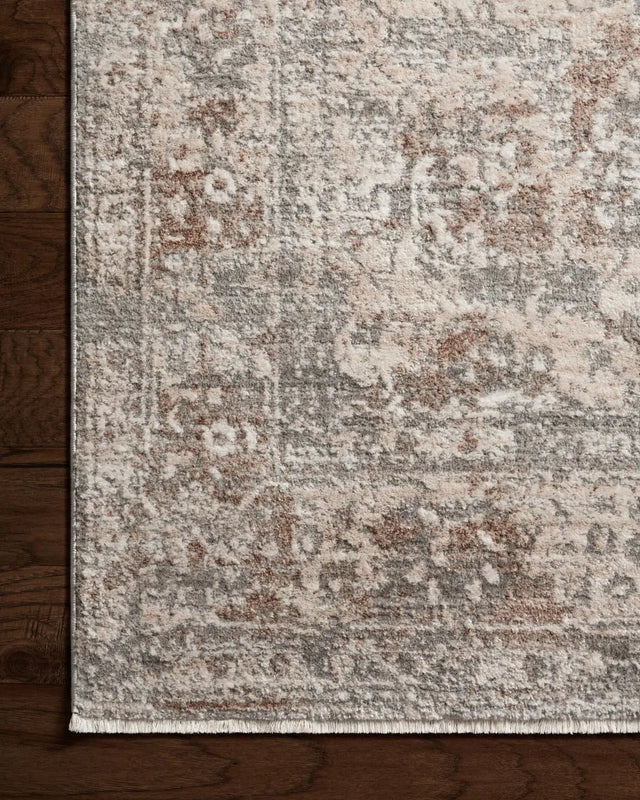 Loloi Sonnet Snn-05 Silver/Natural Rug - corner on wood