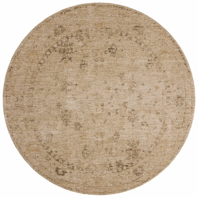 Loloi Willa WIA-08 Wheat / Natural Power Loomed Rug - round flat