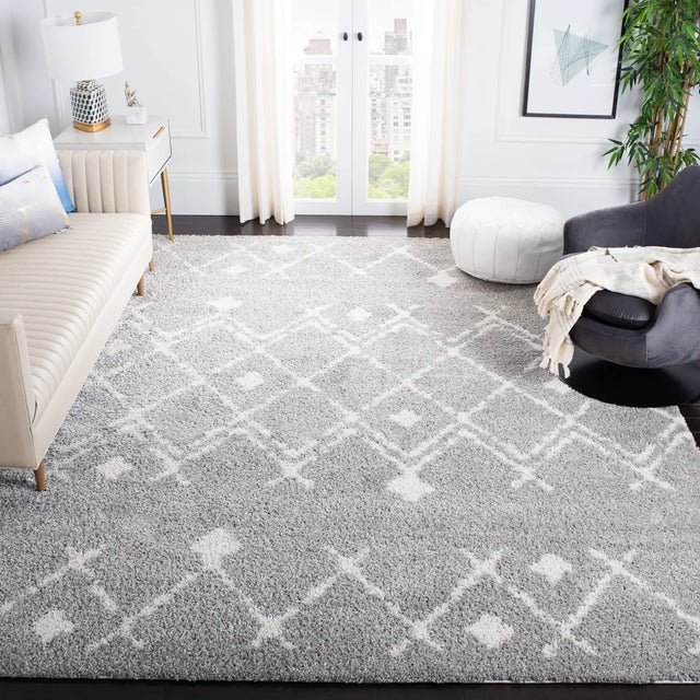 Safavieh Berber Shag 10'-0" x 14'-0" Rug in Light Grey / Cream