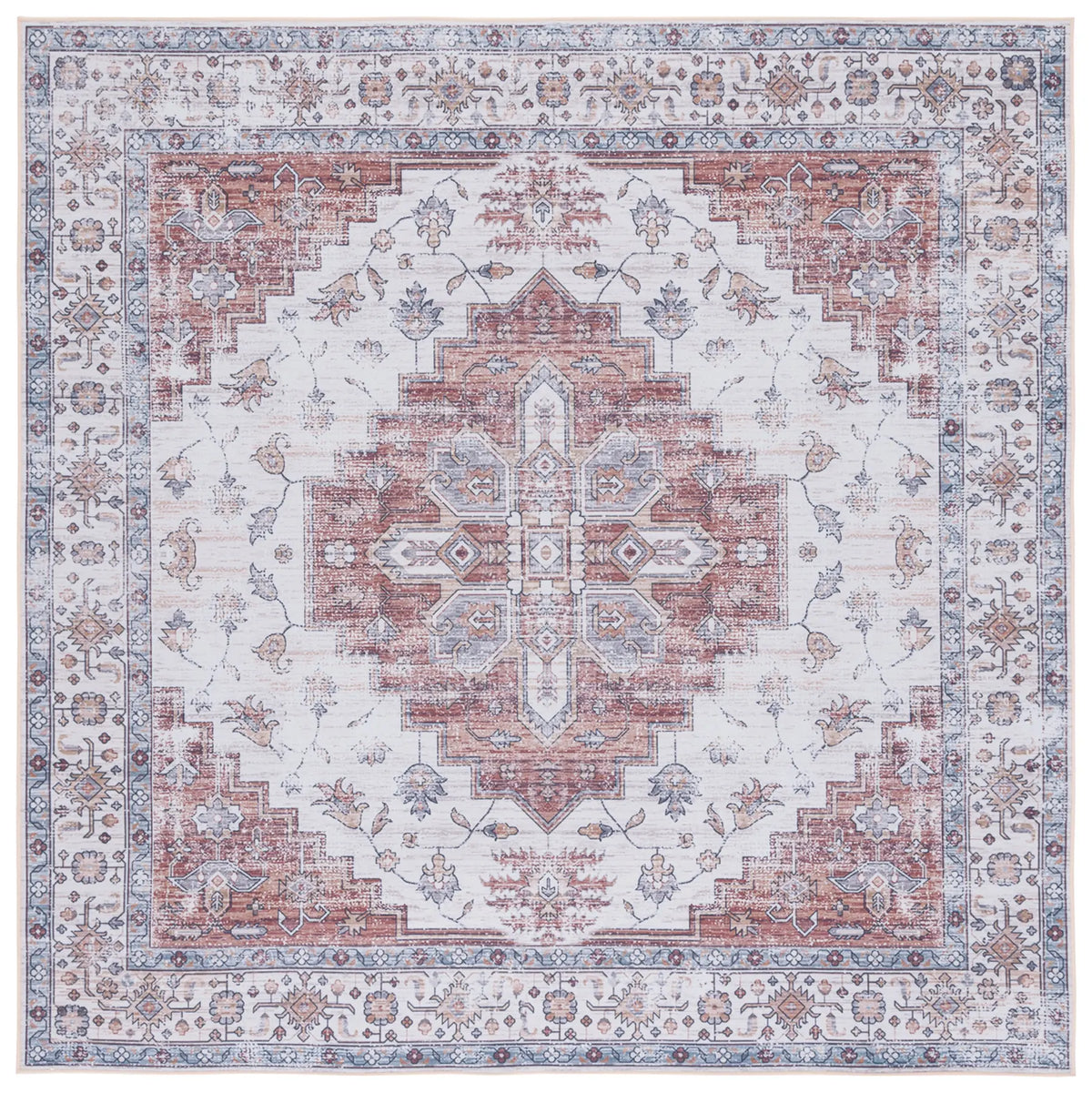 Safavieh Tucson 6'-0" x 6'-0" Rug in Ivory / Rust