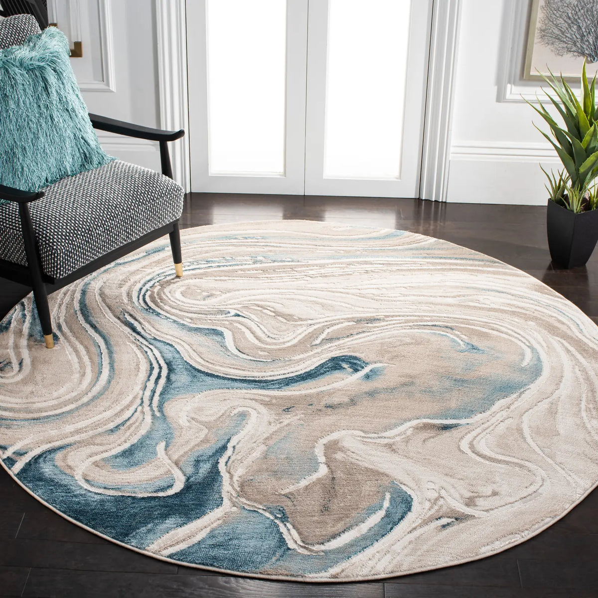 Safavieh Meadow 500 10'-0" x 10'-0" Rug in Beige / Blue