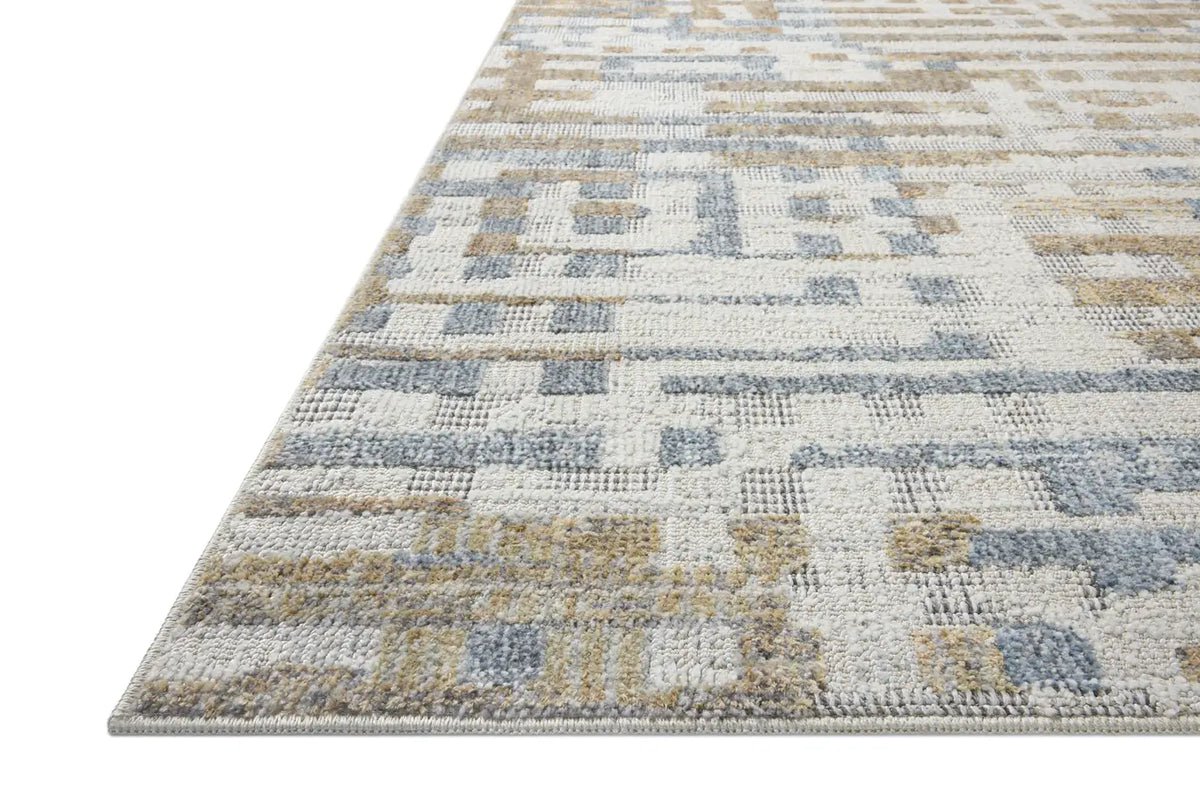Loloi Roxie ROX-04 Contemporary Power Loomed Ivory, Denim Rug - rug corner