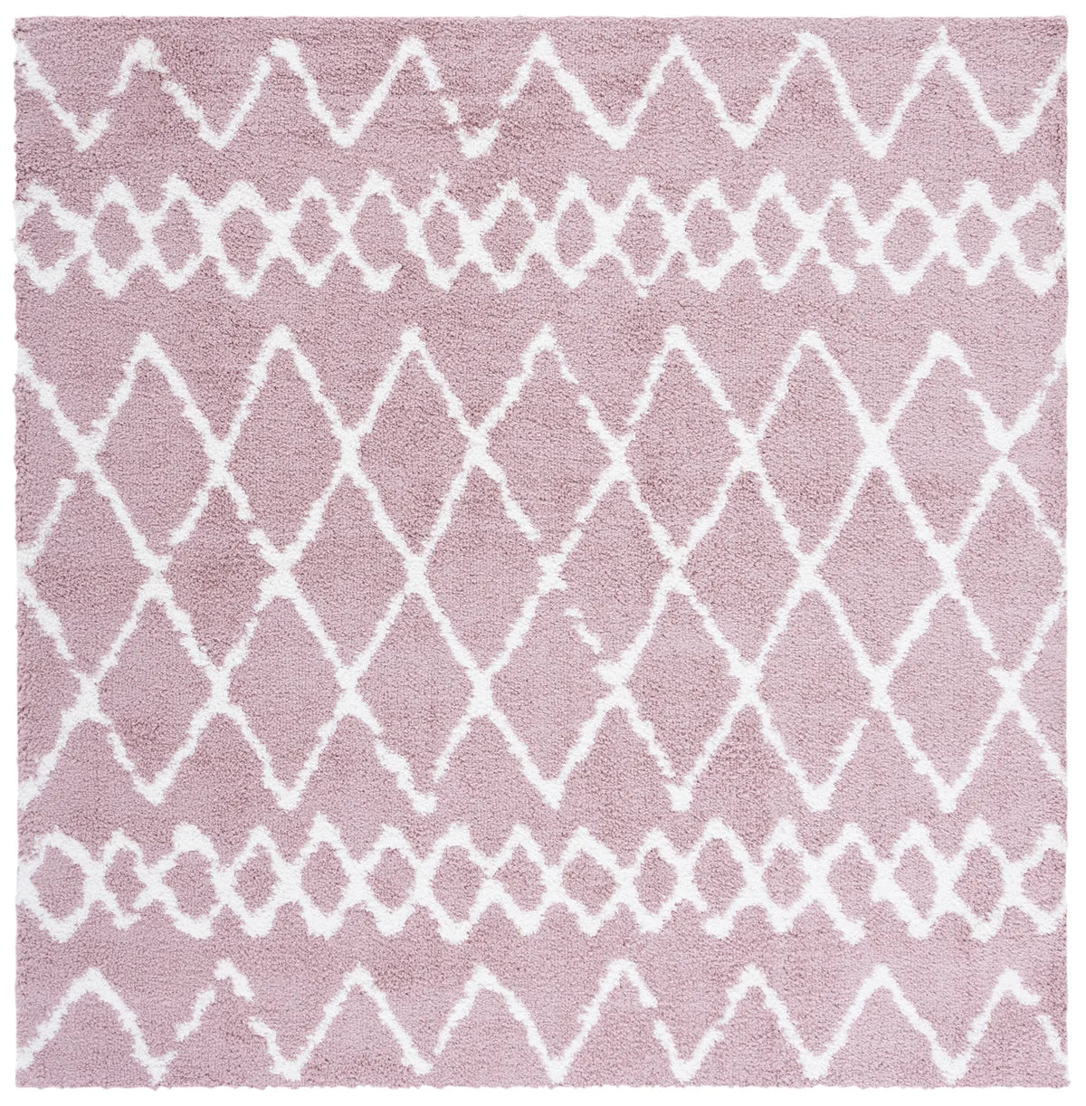 Safavieh Berber Shag 6'-7" x 6'-7" Rug in Light Rose / Ivory